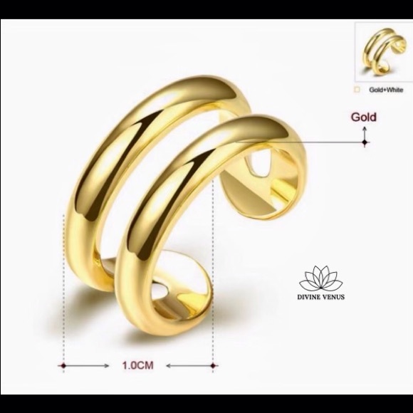 Layered Gold Plated Brass Adjustable Ring - Picture 4 of 6